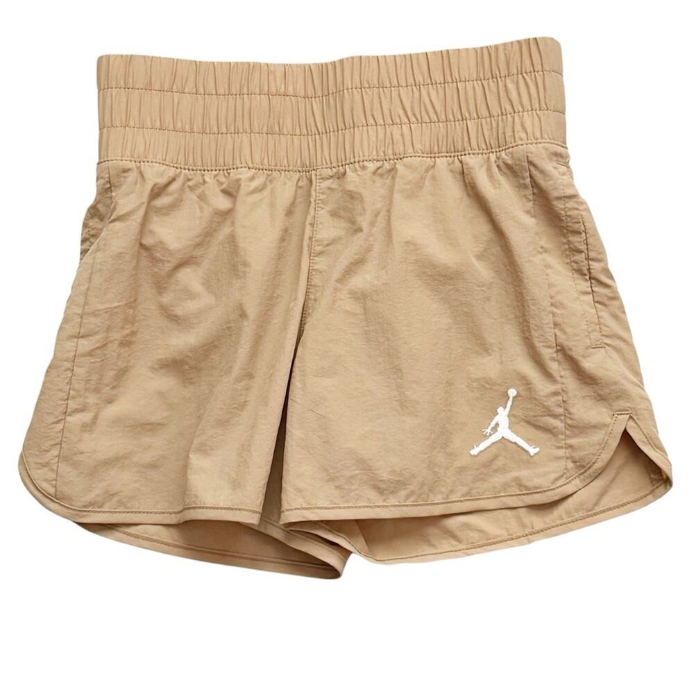 Jordan Nike Jumpman High Flying Shorts Tan Girls Size Small Athletic New - Picture 3 of 7